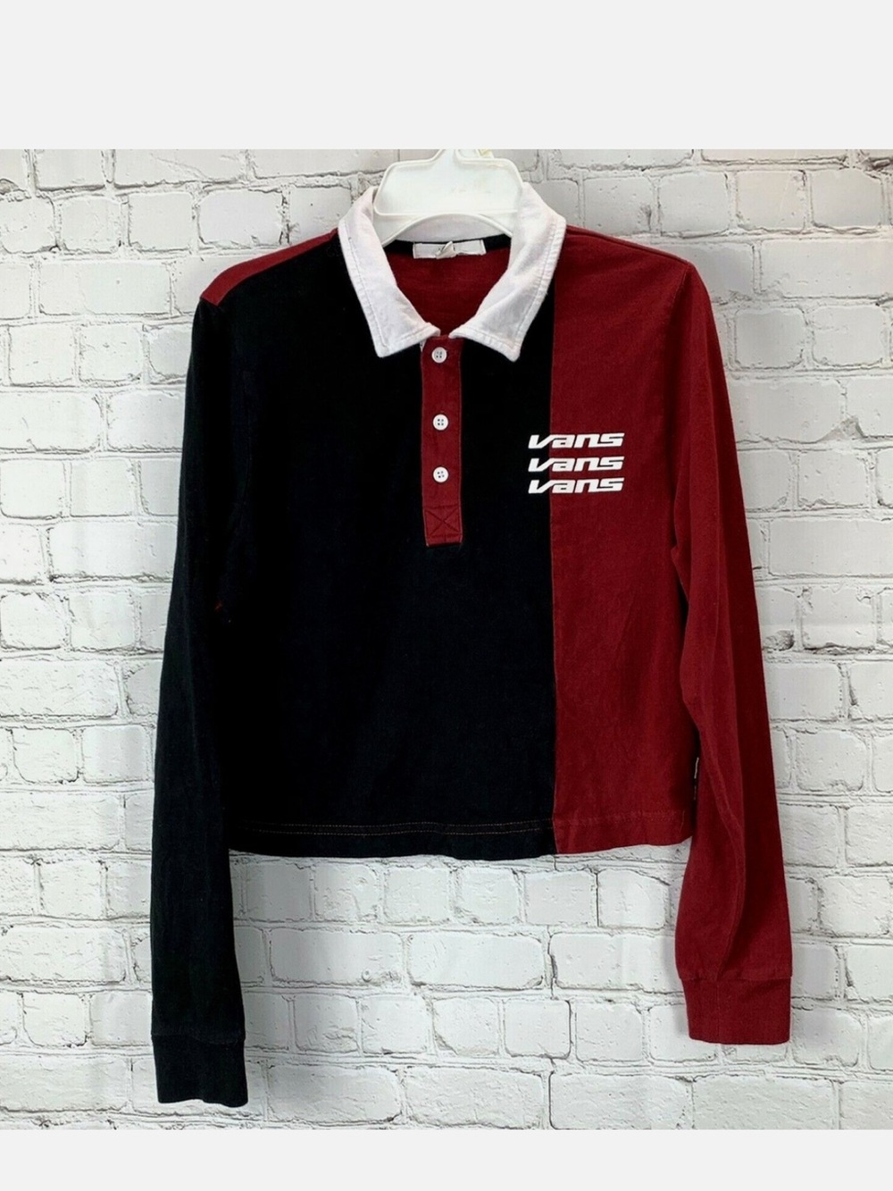 Vans Super Speedee Crop Top Polo - Black & Burgundy